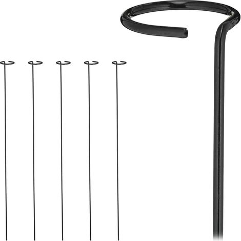 Tuteur à tomates en Lot de 6, métal (Acier), Anneau, Longueur : 80 cm, pour Le Jardin, Noir (1/5)