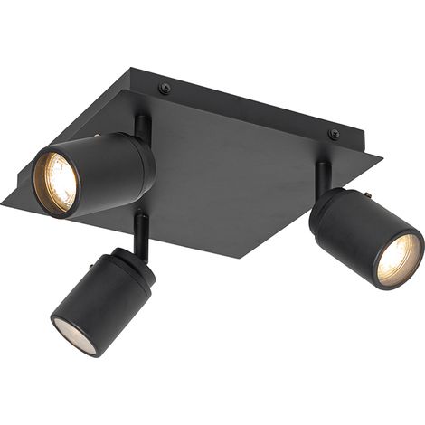 QAZQA Faretto ducha - Moderno - Acciaio,Alluminio,Vetro - Nero - Quadrato GU10 Max. 3 x 4.8 Watt