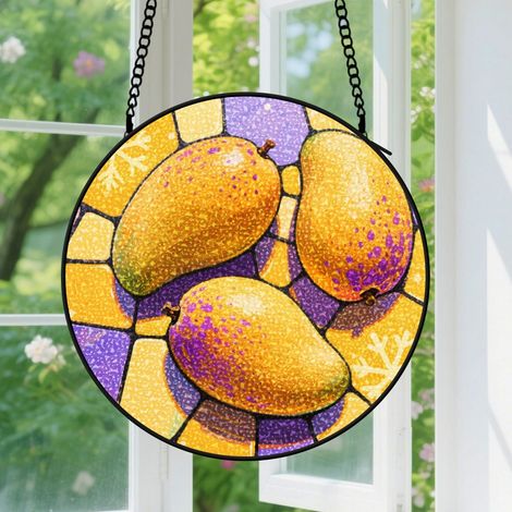 Suspension en vitrail, attrape-soleil minimaliste coloré, décoration jardin porte, cadeau Noël, Anniversaire pour femme, homme, tante 12,5 cm (1/5)