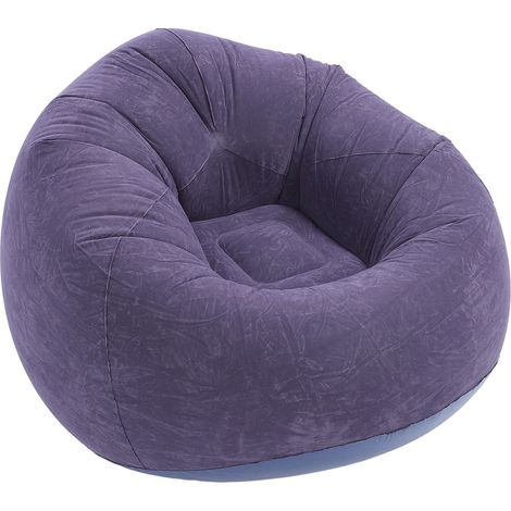 Chaise longue gonflable floquée en PVC, canapé pliable et Portable pour salon, chambre à coucher, balcon, bureau, voyage, bleu foncé (1/5)