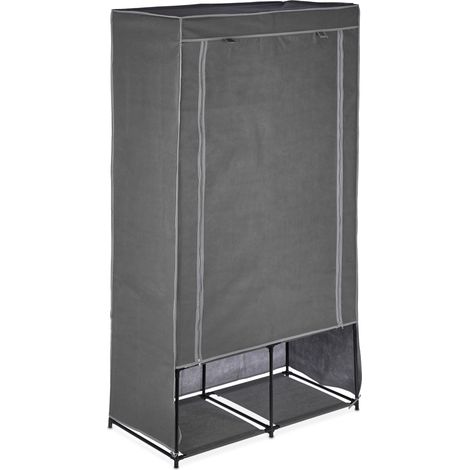 Armario ropero plegable 172 x 90 x 45 cm con barras y funda de lona gris práctica 130010246 (1/5)