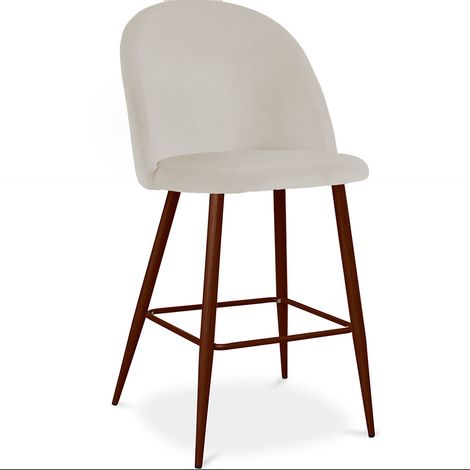 Samtgepolsterter Hocker - Skandinavisches Design - 66cm - Evelyne Beige