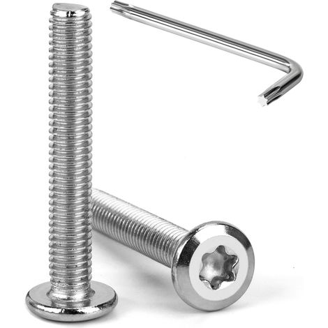 Vis à Tête Plate Torx M6 x 40 mm Vis à Six Pans Creux en Acier Inoxydable A2 V2A Boulons de Meubles Hexagonale avec Clé T30 Filetage Complet 20 Pièces (1/5)