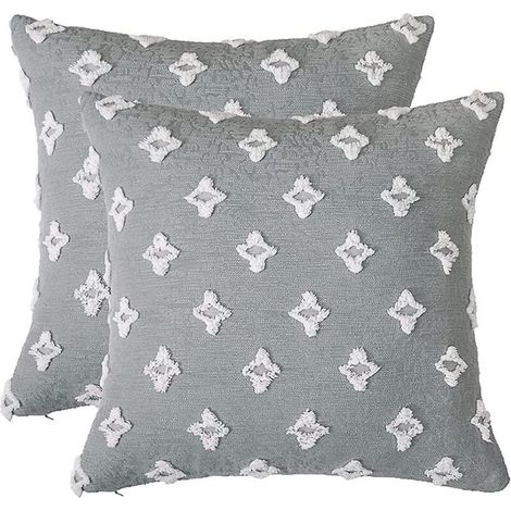 Ensemble de 2 housses d’oreiller décoratives En jacquard rhombique Jacquard Housse de coussin carré doux pour canapé Canapé-lit (1/5)