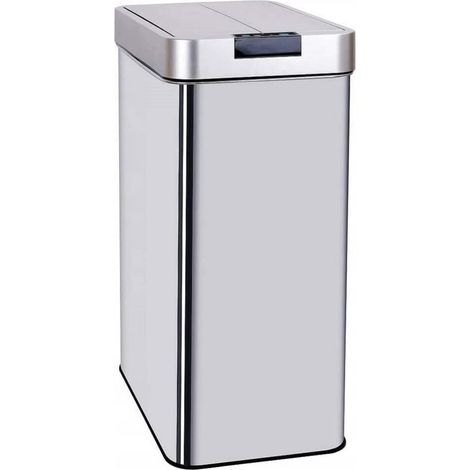 Poubelle de cuisine automatique 70L en acier Inox avec cerclage Ouverture papillon grande capacité (1/5)