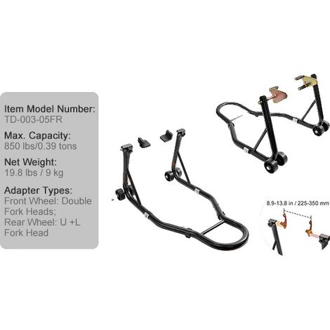 Support de moto, capacité de 850 lbs, têtes de fourche réglables, Type U Type L Fourche (1/2)