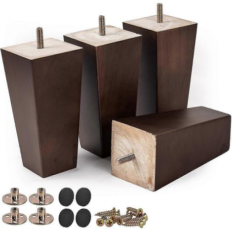 Pieds de meubles en bois massif de 12,7 cm (5 pouces), ensemble de 4 pieds pyramidaux en bois de style médiéval, embouts de rechange pour pieds de canapé avec boulons filetés M8 2025 (1/5)