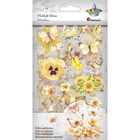 Adesivi in lamina 4 tavole farfalle, fiori