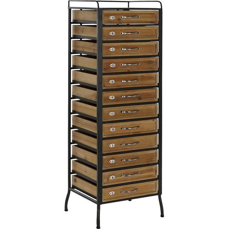 Chiffonnier épicéa noir élégant et pratique pour rangement - Noir profond et bois naturel (1/5)