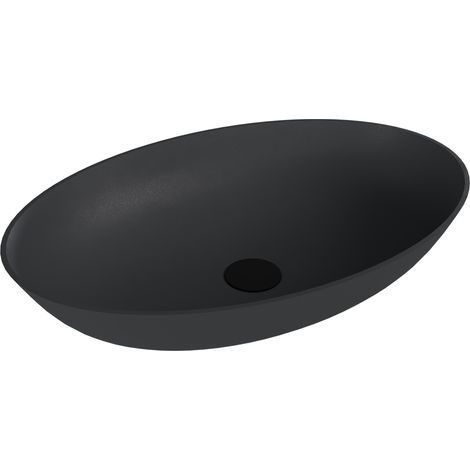 Vasque à poser BANERA OVAL, marbre coulé, 60x40cm, anthracite mat (1/4)