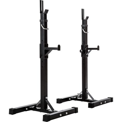 Support pour haltères barres multi-fonction réglable en acier noir (1/5)