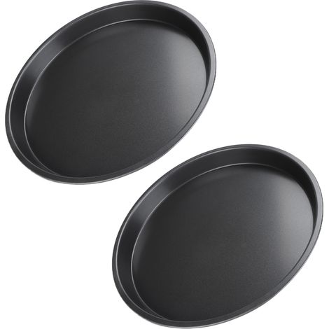 Lot de 2 moules à pizza antiadhésifs en acier carbone épais, 10 pouces, plat profond pour cuisson (1/5)