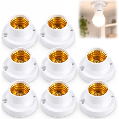 8 Pcs Douille Ampoule a Visser E27 de Plafond Blanc (1/5)