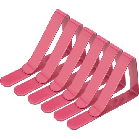 CCYKXA Lot de 6 pinces à nappe de pique-nique, antidérapantes en acier inoxydable - Flexibles - Pour les pique-niques, les chapiteaux, les mariages, les restaurants, les tables de pique-nique - Rose (1/5)