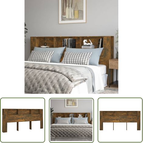 SKM Armoire de tête de lit Chêne fumé 220x18,5x104,5 cm (1/5)