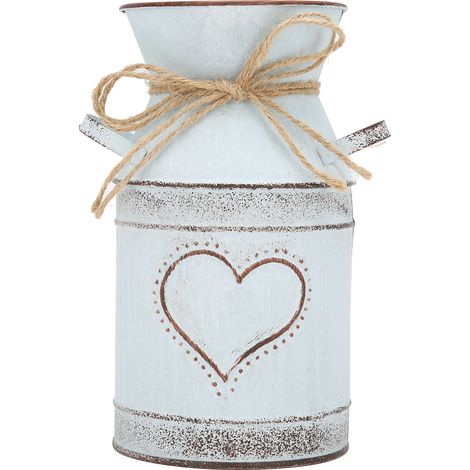 Vase en fer galvanisé design cœur et corde, pour intérieur extérieur bureau maison, décoration unique.