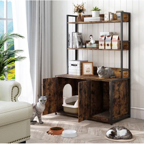 Mueble arenero para gato con almacenamiento madera OKMYHOME (1/5)