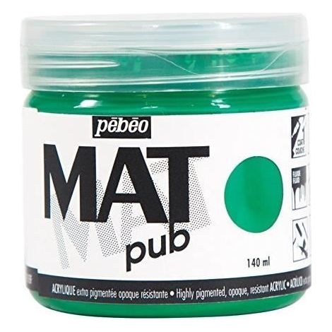Peinture acrylique - PEBEO - 256016 - Vert permanent - 140 ml - Extra mate, résistante à la lumière (1/3)