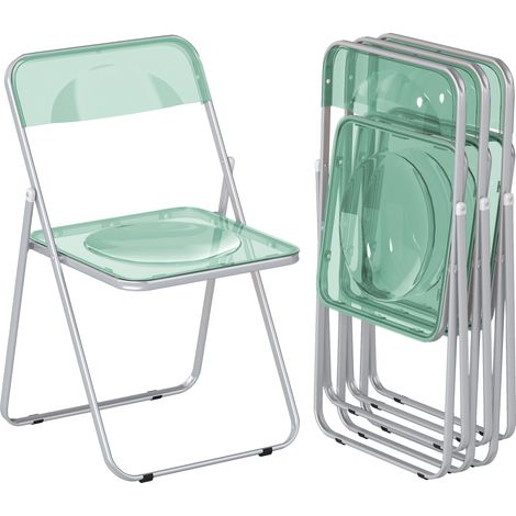 Set da 4 Sedie Pieghevoli in Acrilico, Sedie Trasparenti, Verde