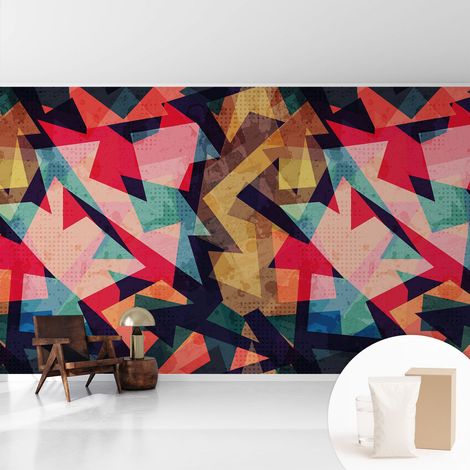 Papier peint intissé décoratif avec colle pour salon chambre et bureau Installation rapide Motif coloré 416x254 cm (1/5)