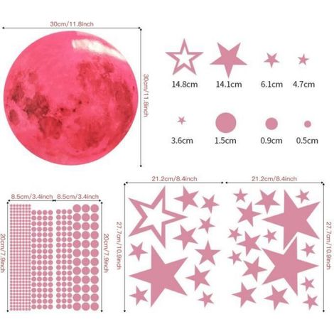 Lot de 435 autocollants étoiles lumineuses, décorations de plafond fluorescentes pour chambre d'enfant, chambre de bébé ou fête. (1/4)