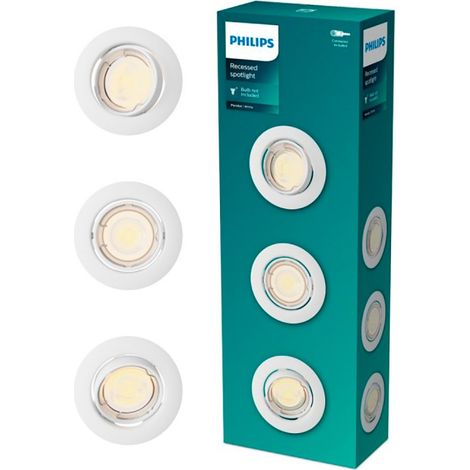 Aro empotrable redondo de metal, modelo peridot, basculante, gu10, blanco, ø9 cm, 3 uds