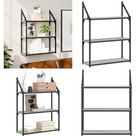 Étagère murale 3 niveaux sonoma gris 60x21x78,5 cm - Étagère Murale - Étagère Flottante - Rangement Mural - Bibliothèque Murale - Décoration Murale - Home & Living (1/5)