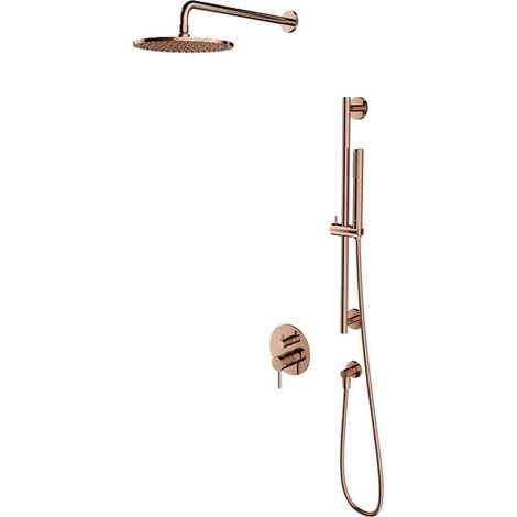OMNIRES Y - Duschset mit Unterputzarmatur, mit Einbaukörper, Durchmesser 25 cm, Kupfer SYSY47CP (1/3)