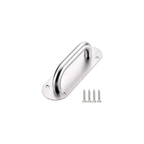 Poignée de Porte de Grange en Acier Inoxydable Poignée de Porte Coulissante Poignée de Traction de Porte Poignées de Porte à Pousser avec Plaque 65 x 200mm Argent (1/5)