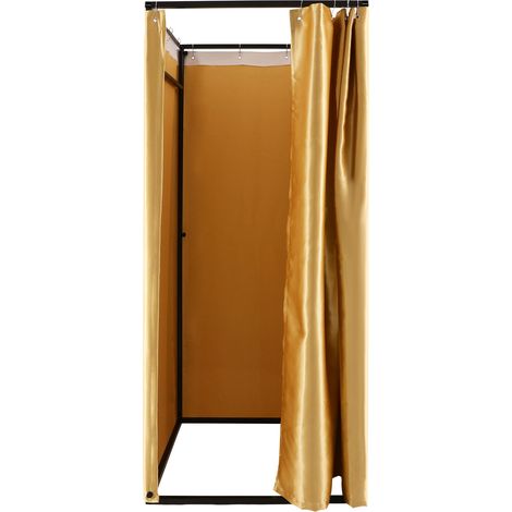 Cabine d'essayage portable 85 x 85 x 200 cm, Vestiaire temporaire avec rideau occultant, pour magasin de vêtements, Or champagne (1/5)