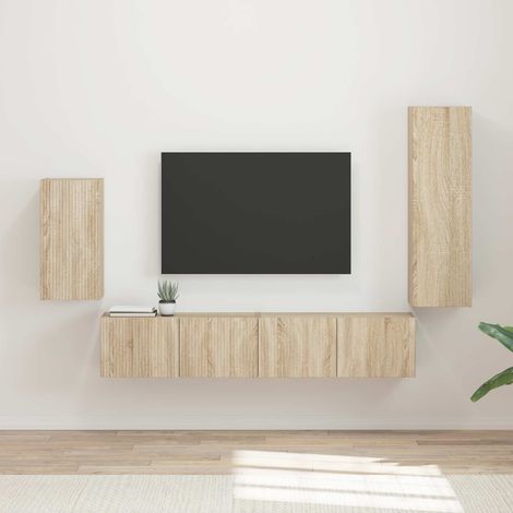 TV-Schrankset Wandmontiert 4 pcs Sonoma-Eiche Holzwerkstoff