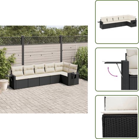 Muebles de exterior - vidaXL Set de sofás de jardín 6 piezas y cojines ratán sintético negro - Sofás de jardín con cojines