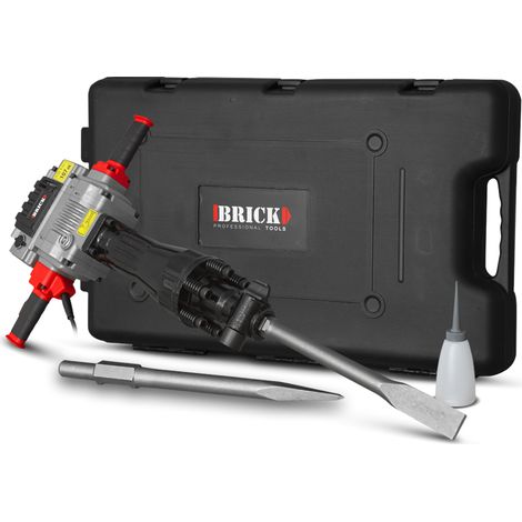 Brick – Marteau-piqueur 2100W – Force de frappe 85 joules – 1650 coups/min – Coffret avec 2 burins pour béton armé (1/5)