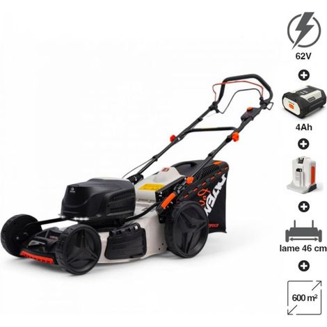 Daewoo – Tondeuse électrique sans fil 62V – Moteur brushless – Lame 46 cm – Autonomie 35 min – Traction arrière – Système 3-en-1 (1/5)