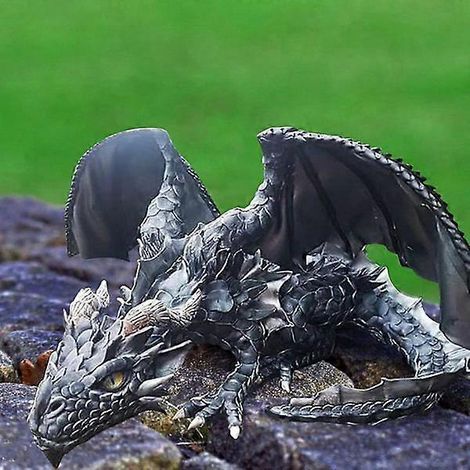 Sculpture de dragon assis - Statue de dragon - Grande figurine de dragon assis - Sculpture animale en résine (1/5)