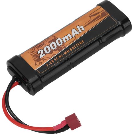 Batterie NiMH 7.2V 2000mAh 25C avec connecteur T pour voiture RC ZD Racing DBX 10 1/10 tout-terrain.