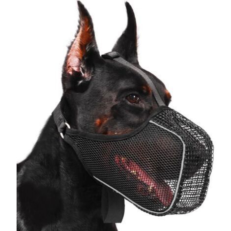 Muselière noire pour chien, taille L, monobloc. Anti-léchage, respirante et ajustable pour boire de l'eau. (1/5)