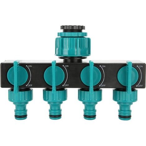 Séparateur de Tuyau d'arrosage à 4 Voies avec raccord de collecteur de Robinet d'arrêt pour minuteries d'irrigation Goutte à Goutte et pelouses (1/5)