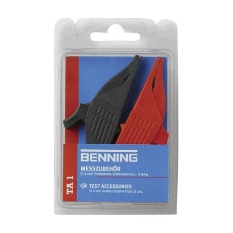 BENNING 44124 TA 1-JUEGO DE PINZAS DE SEGURIDAD CON CONECTOR DE 4 MM CAT III 1000 V, COLOR ROJO Y NEGRO