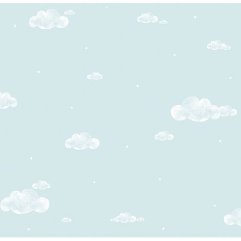 papier peint petits nuages bleu clair et blanc - Sanders & Sanders (1/3)