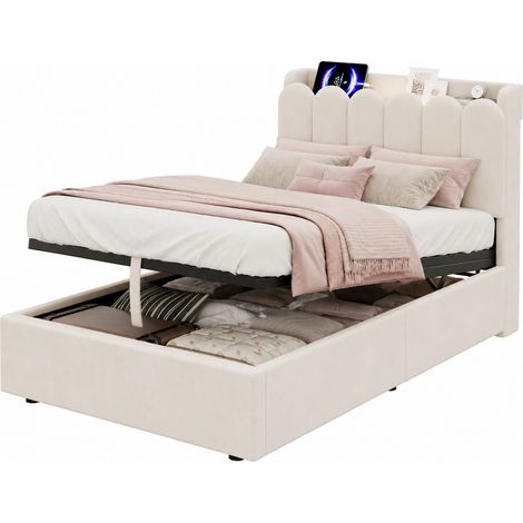 Letto Contenitore per Bambini, Letto Singolo con USB, Type-C e Luce Notturna, 90 x 200 cm, senza Materasso (1/5)