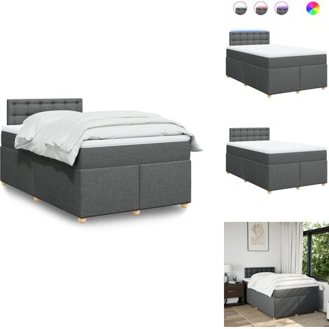 Sommier à lattes de lit avec matelas Gris foncé 120x200cm Tissu - Sommier À Lattes De Lit - Sommiers À Lattes De Lit - Lit - Meuble De Chambre À Coucher (1/5)