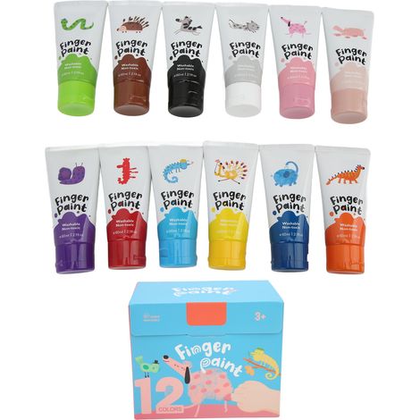 Finger Paint 12 Colour Skin Friendly Washable Increase Children's Confidence Baby Art Supplies for Kids DIY Art Graffiti (1/5)