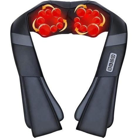 Masseur Cervical pour Cou Épaules et Dos, Shiatsu Masseur de Cou avec Chauffage, 3D-Rotation Masseur de Cou, Soulager les Douleurs (1/4)