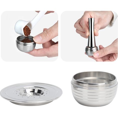 Kit de capsules de café avec cuillère, goupillon, joints et filtre à café réutilisable, compatible avec Bialetti. (1/5)