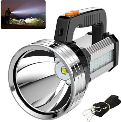 Lampe torche LED professionnelle et puissante, batterie rechargeable 10 000 mAh, 2 000 lm, portée de 800 m, 6 modes d'éclairage, étanche IPX4, ultra-portable pour le camping, le vélo et l'alpinisme. (1/4)