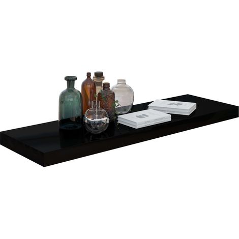 Étagère murale flottante Noir brillant 80x23,5x3,8 MDF (1/5)