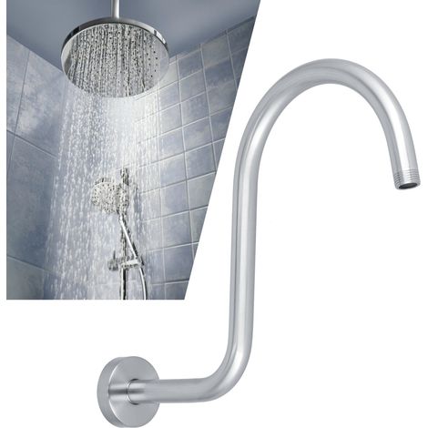 [Accesorio de ducha] Brazo de ducha flexible en forma de S de acero inoxidable con cubierta decorativa para conexión NPT de 1/2 pulgada. (1/5)