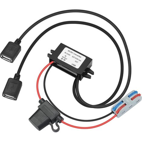 Double Port USB Convertisseur DC-DC 12/24V à 5V 3A Convertisseur Step Down USB étanche pour automobile, lumières LED, chantiers, outils (1/5)