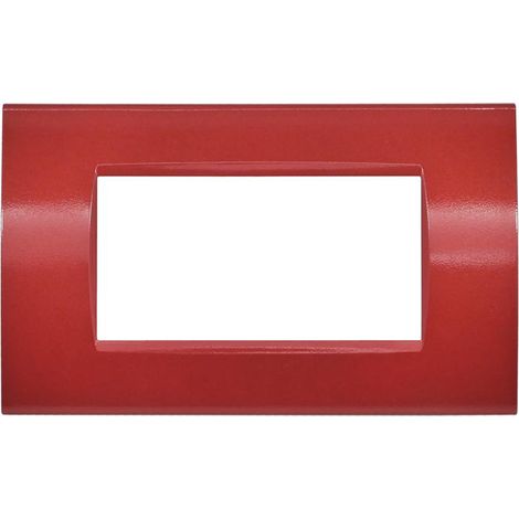 Placca 4 Posti Color Rosso Corallo - Compatibile Living Light - TOT (1/3)